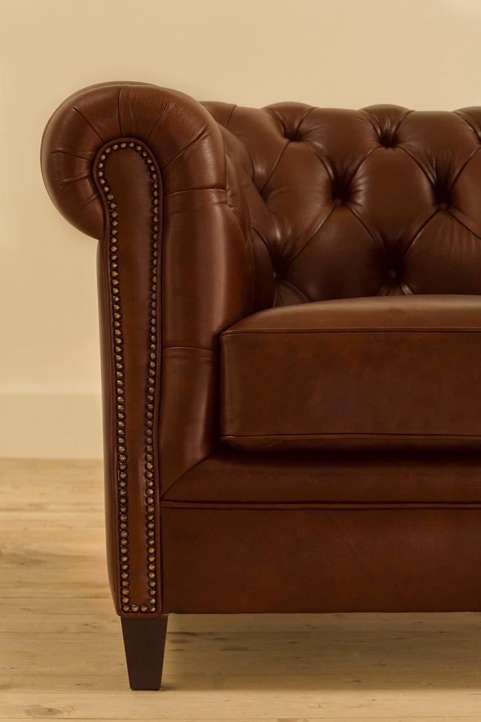 Brown leather armchair chesterfield