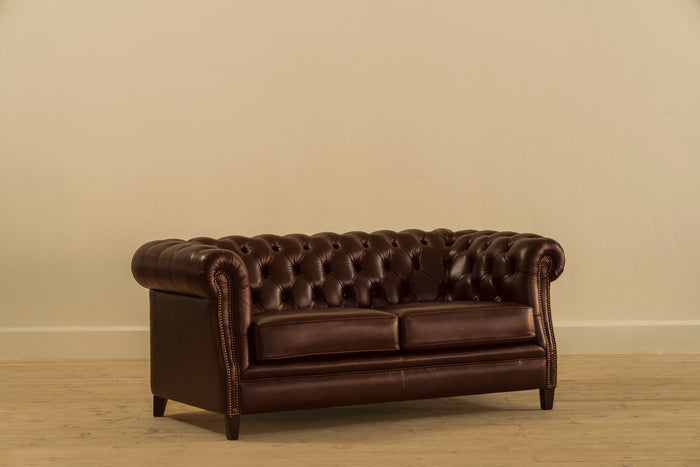 BROWN LEATHER SOFA CHESTERFIELD 2 SEATER INDIA CHESTERS