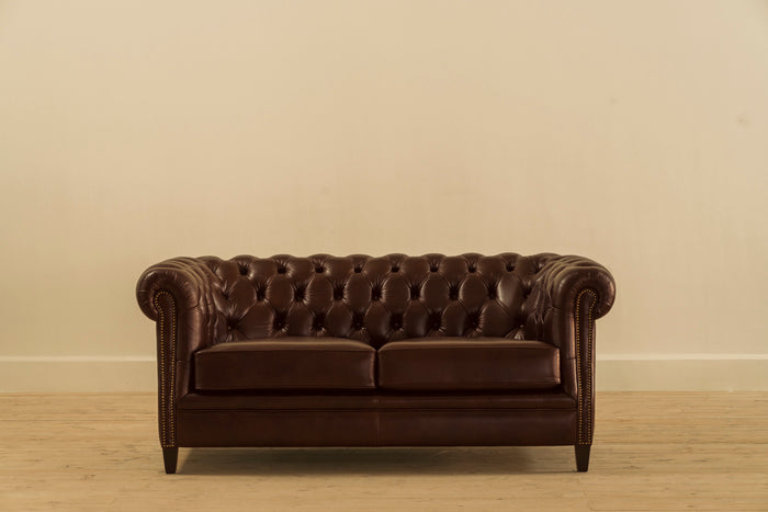 BROWN LEATHER SOFA CHESTERFIELD 2 SEATER INDIA CHESTERS