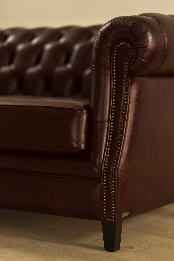 BROWN LEATHER SOFA CHESTERFIELD 2 SEATER INDIA CHESTERS